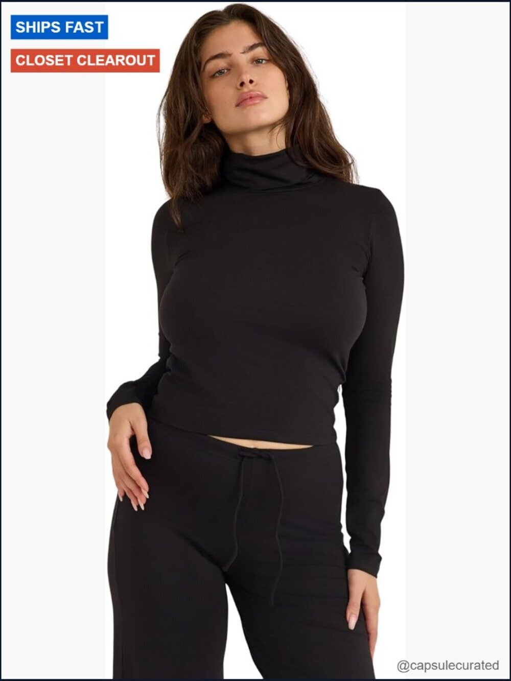Slim Fit Long Sleeve Turtleneck Tee Layering Staple Organic Cotton Modal